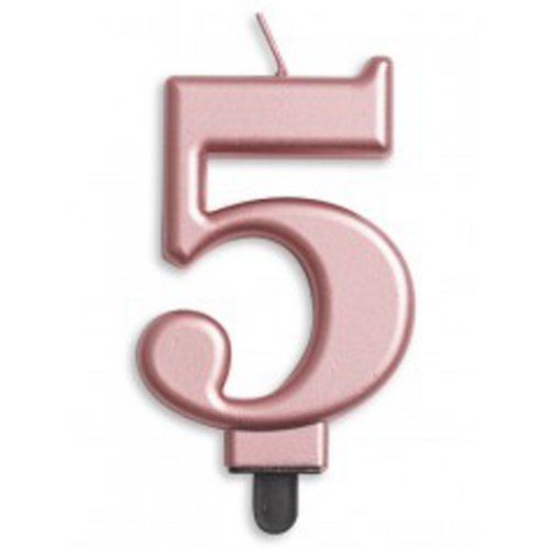 (image for) Jumbo Number 5 Candle Rose Gold - Click Image to Close